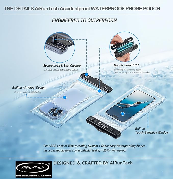 AiRunTech Waterproof Phone Pouch, Cruise Essentials 4-Piece Set, Beach Vacation - Image 2