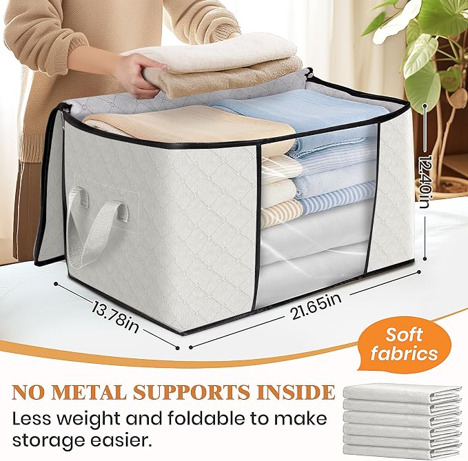 Fab totes 10 Pack Clothes Storage, Foldable Thick Fabric Blanket Storage Bags - Image 2