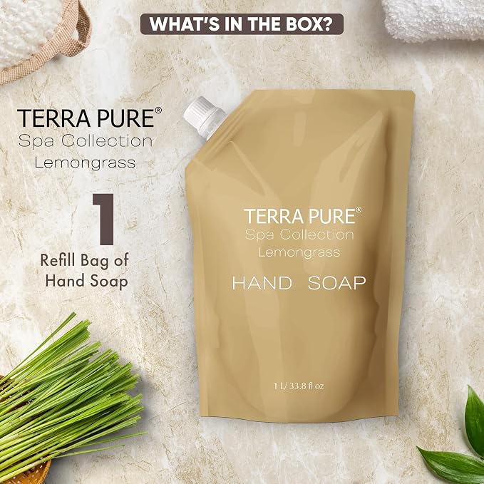Terra Pure Spa Collection 1 Liter Hand Wash Refill Bag - Image 5