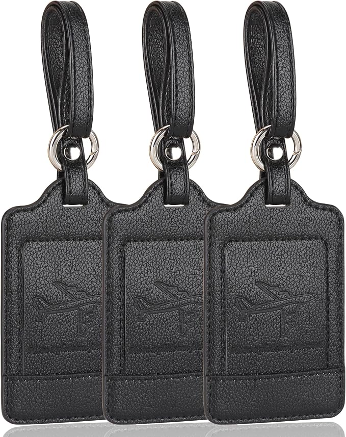 Teskyer Luggage Tags, 3 Pack Premium PU Leather Luggage Tags by TESKYER