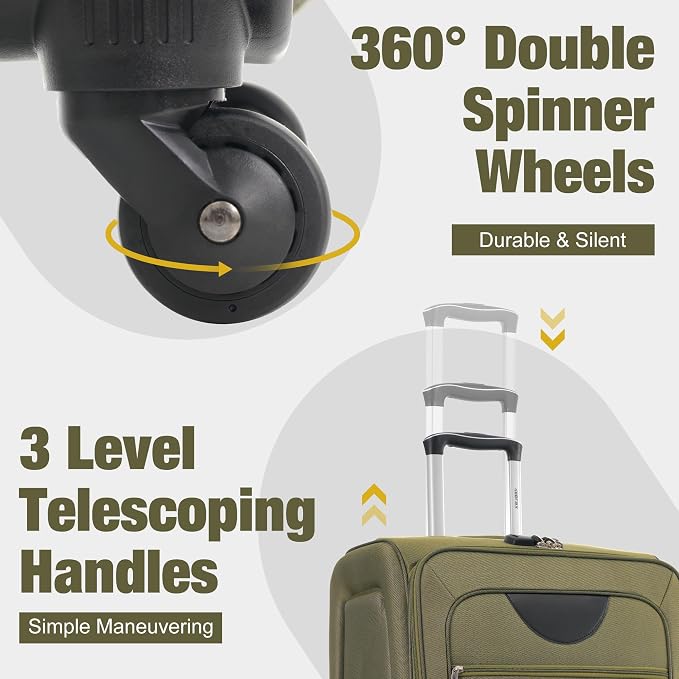 Merax Softside Luggage Set Softshell Lightweight 3 Piece Spinner Suitcase 22" - Image 5
