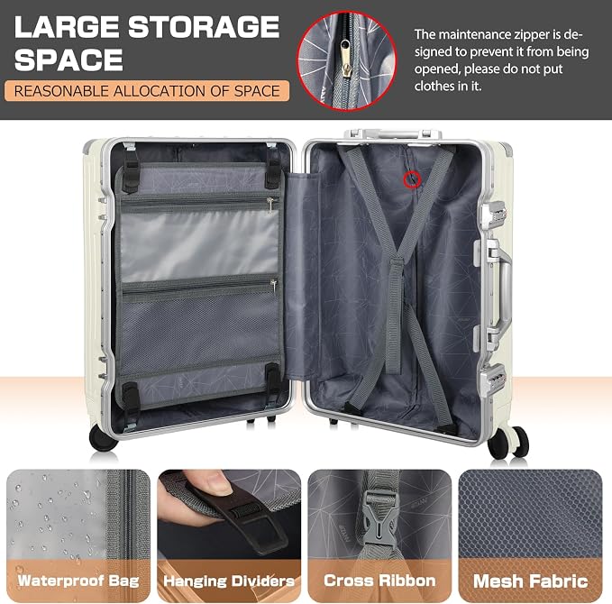 AnyZip Luggage PC+ABS Aluminum Frame Zipperless Checked Luggage Hard Shell - Image 6