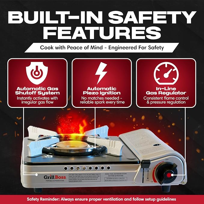 Grill Boss Dual Fuel Portable Stove, Dual Fuel Butane & Propane Stoves - Image 2
