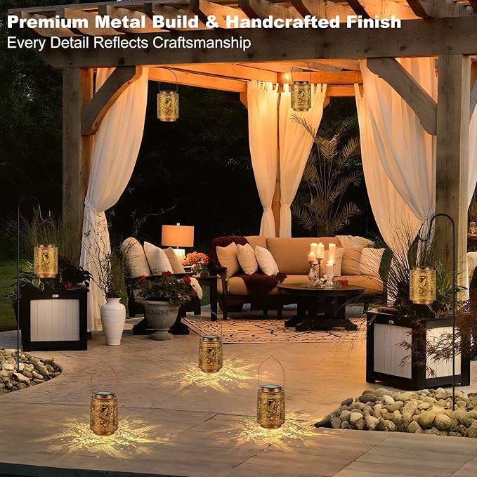Solar Lanterns Outdoor Waterproof Hummingbird and Iris Garden Decor Gifts - Image 7