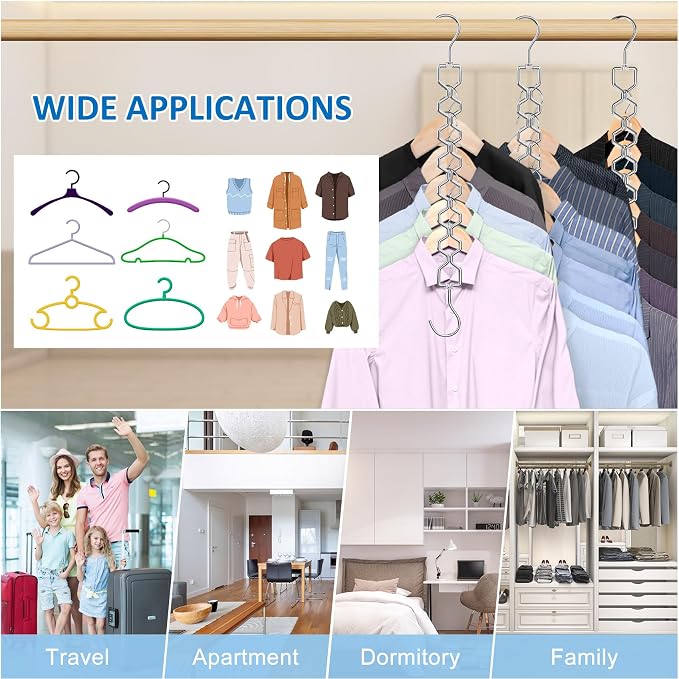 12 Pack Space Saving Hangers for Clothes, Heavy Duty 30Lbs Capacity Magic - Image 3