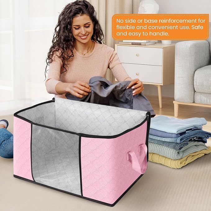 Fab totes 10 Pack Clothes Storage, Foldable Thick Fabric Blanket Storage Bags - Image 3