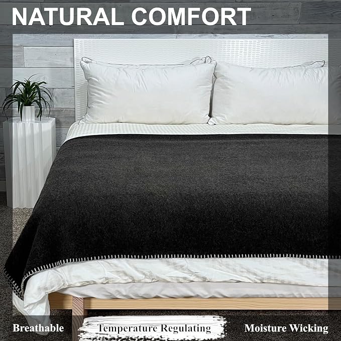 EKTOS 100% Virgin Wool Blanket, Thick Fabric, Winter Essentials - Image 4
