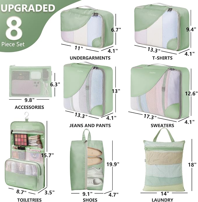 8 Set Packing Cubes for Travel, Anti-Tearing Suitcase Organizer for Luggage - Image 2