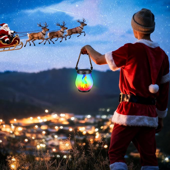 Christmas Solar Flame Lanterns Hanging Outdoor Waterproof - Image 7