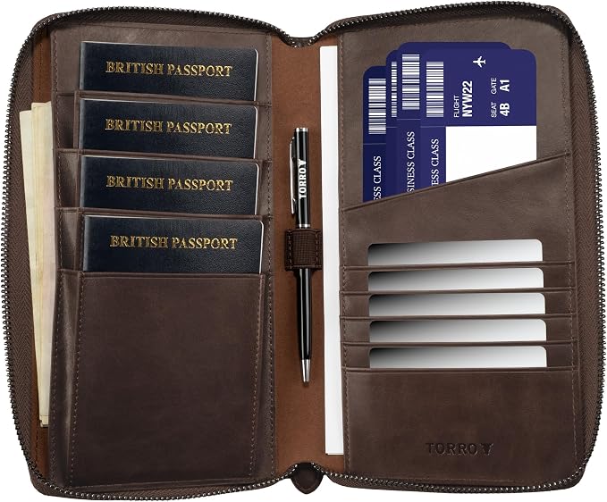 TORRO Premium Leather Family Travel Wallet, RFID Blocking Travel Organizer - Image 2