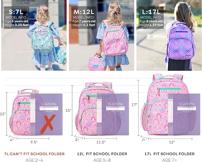 mibasies Girls Backpack 5-8: Lightweight Kids Backpacks - Image 3