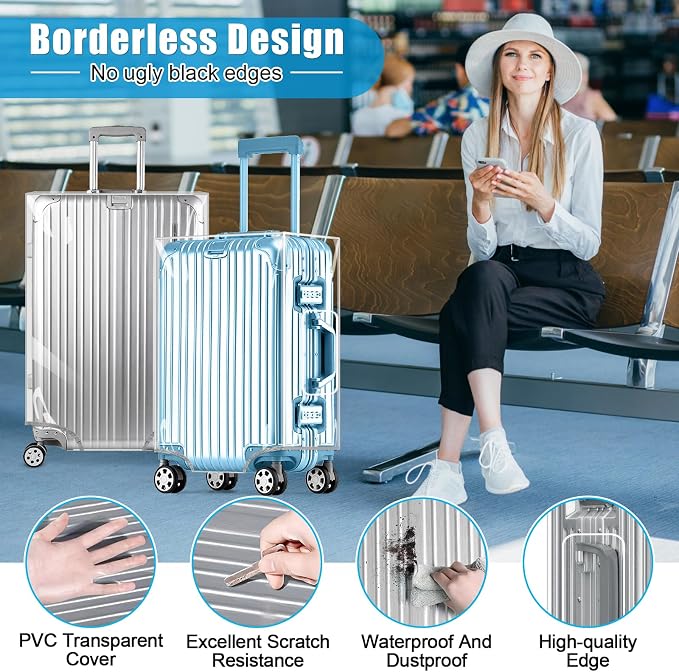 Yotako Clear PVC Suitcase Cover Tough Protector, 32 Inch Luggage Covers - Image 4