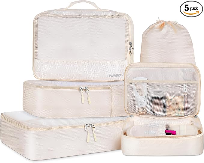5 Set Packing Cubes Travel for Luggage Durable Suitcases Organizer Bags by VIPBOX