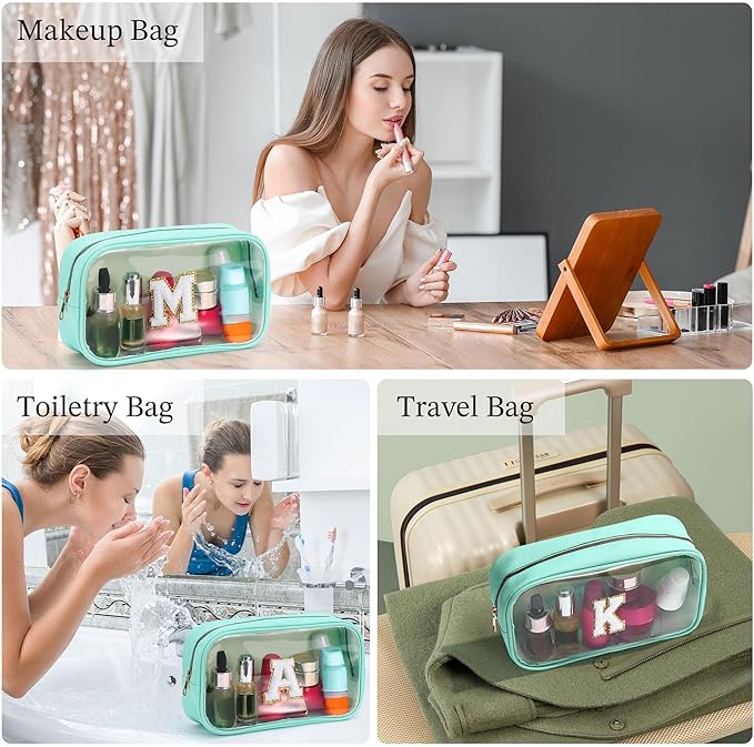 YOOLIFE Initial Clear Makeup Bag | Waterproof Large Makeup Bag | Personalized - Image 3