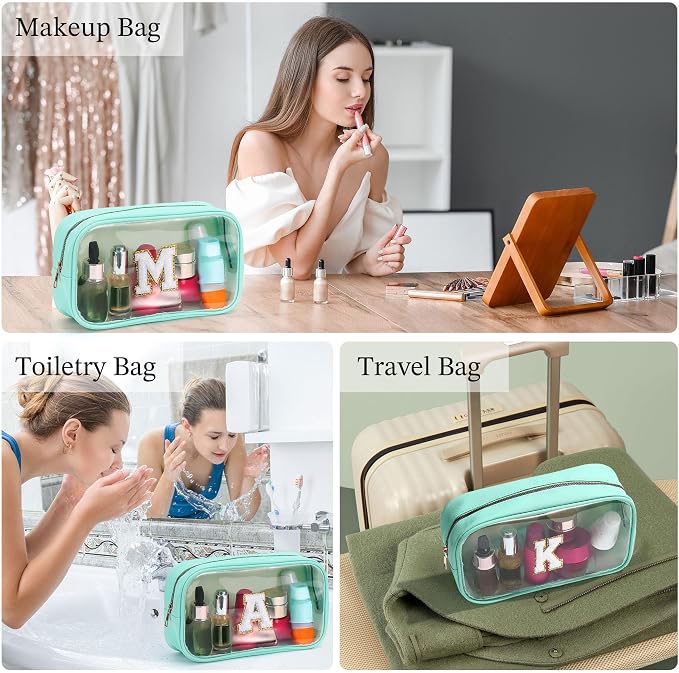 YOOLIFE Initial Clear Makeup Bag | Waterproof Large Travel Makeup Bag | - Image 3