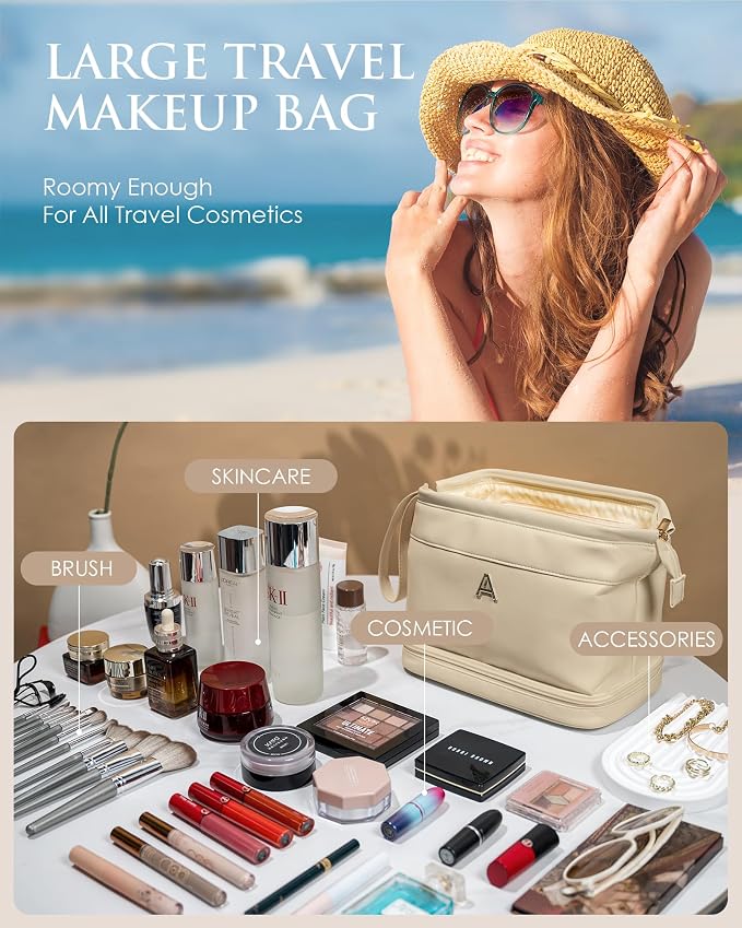 Women Gifts, Initial Large Makeup Bag, Travel Essentials, Personalized Double - Image 2