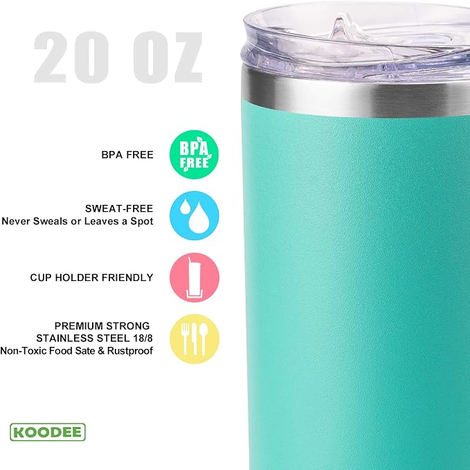 koodee 20 oz Skinny Tumbler Stainless Steel Double Wall Insulated Water Tumbler - Image 2