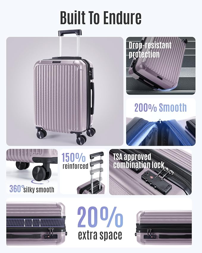 LIGHT FLIGHT Luggage Sets, Durable Hard Shell 3 Piece Set Suitcase - Image 2