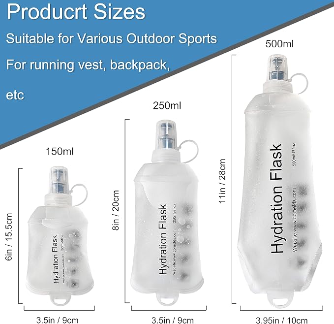 CLINTT 500ml Soft Flask, Foldable Running Water Bottle, TPU Folding Soft Water - Image 2