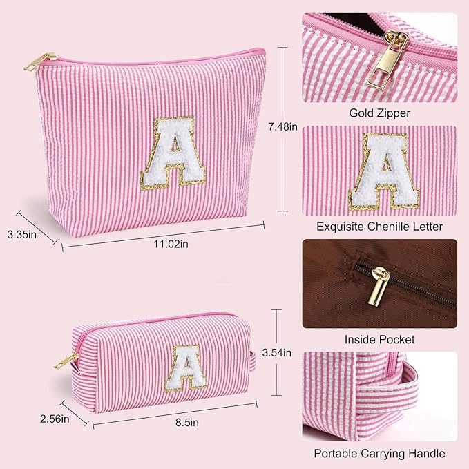 YOOLIFE Makeup Bag for Women, Personalized Initial Cute Makeup Pouch for - Image 4