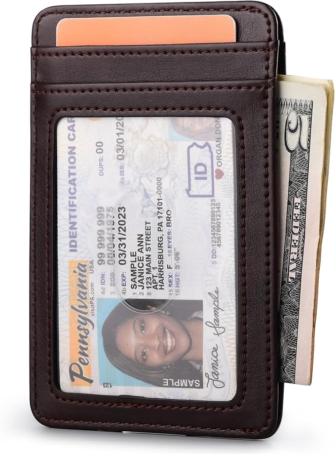 Buffway Mens Slim Wallet, Minimalist Thin Front Pocket Leather Credit Card - Image 2
