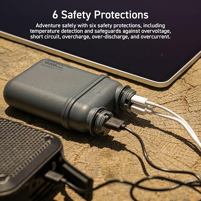 ELECOM NESTOUT Rugged Power Bank, 15000mAh Outdoor Charger, 32W USB-C Fast - Image 7