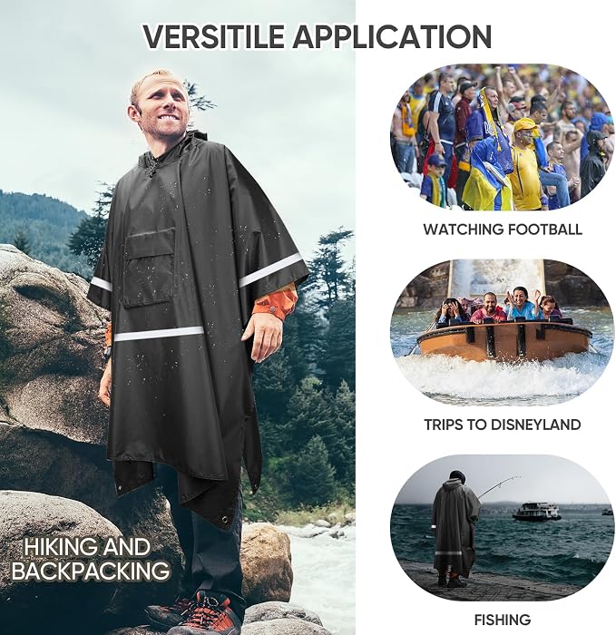 PTEROMY Hooded Rain Poncho for Adult - Image 5