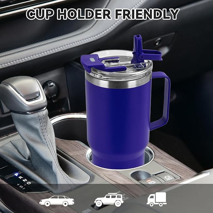 30oz Tumbler with Handle, Insulated Leak Proof Coffee Travel Mug with Straw Lid - Image 4