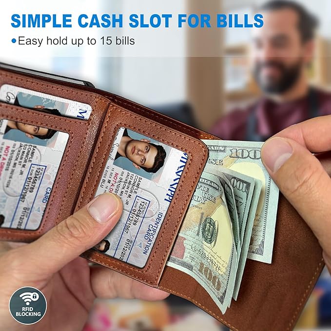 Wallet for Men, with Cash Pocket 2 ID Window 9-13 Cards, Metal Case Smart Slim - Image 4