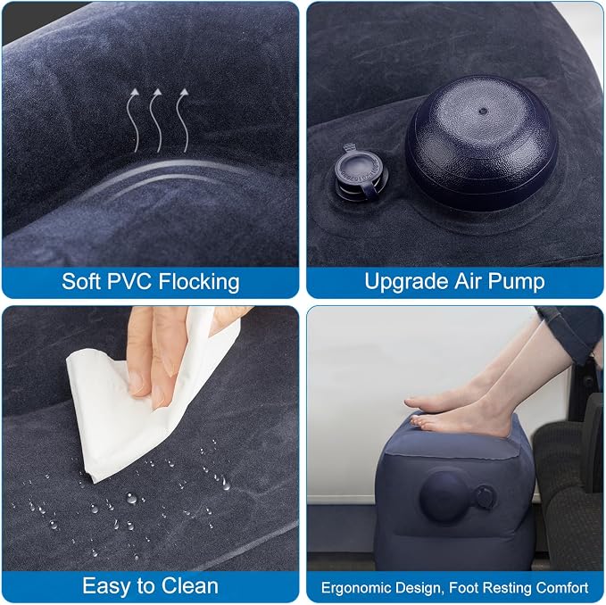 Inflatable Foot Rest Pillow for Travel, 2 Pack Travel Foot Rest for Airplane - Image 4