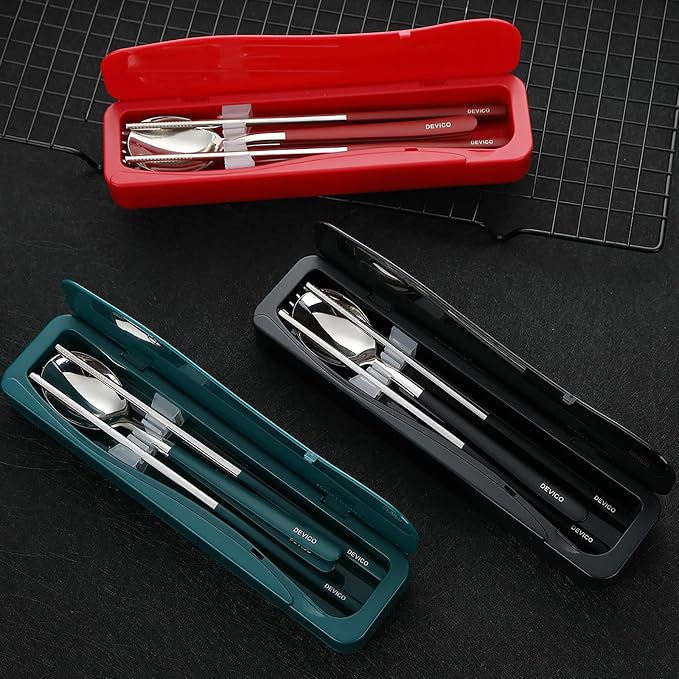 DEVICO Travel Utensils With Case, 18/8 Stainless Steel Camping Utensils - Image 6