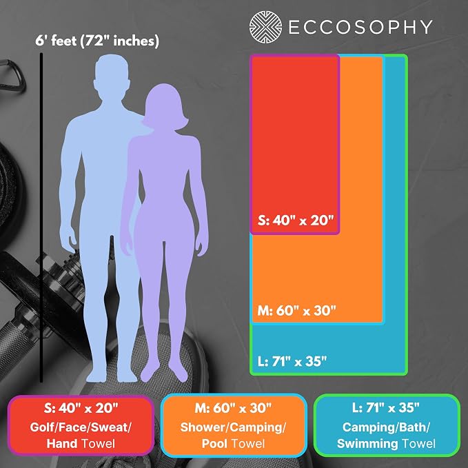 ECCOSOPHY Microfiber Beach Towel – Quick Dry Gym Towel, Highly Absorbent - Image 3