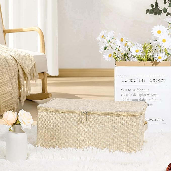 ANMINY 2PCS Storage Bins with Zipper Lids 13 Qt Lidded Fabric Storage Boxes - Image 7