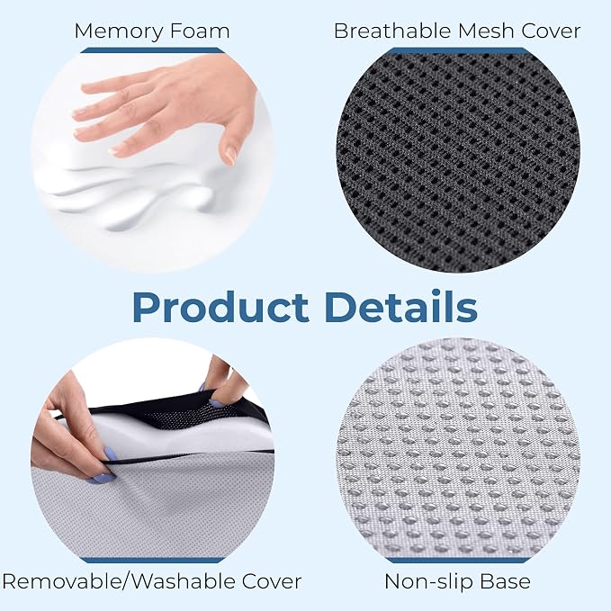 5 STARS UNITED Seat Cushion for Tailbone Pain Relief – Large Memory Foam - Image 7