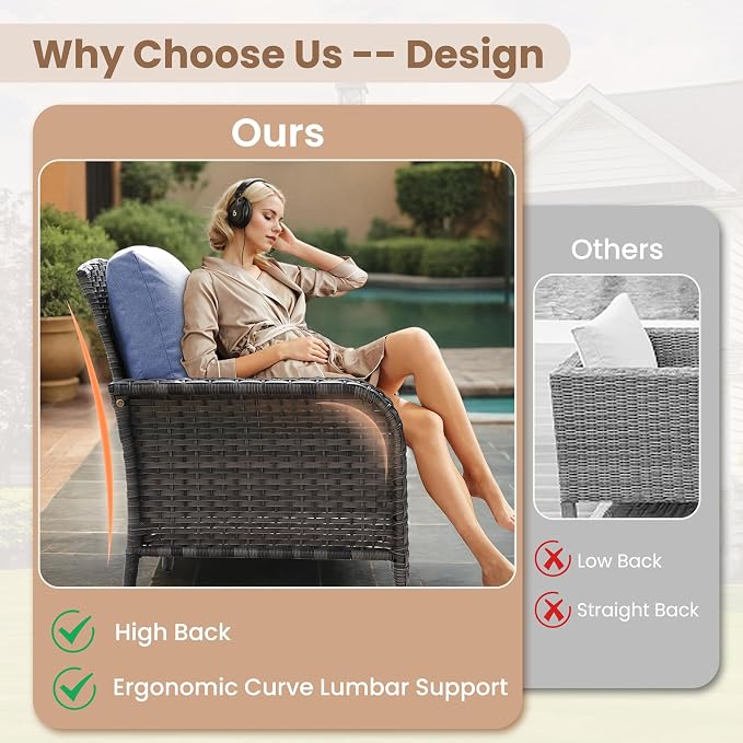 HOOOWOOO Patio Furniture Set, 6 Pieces Outdoor Conversation Set, All Weather - Image 2