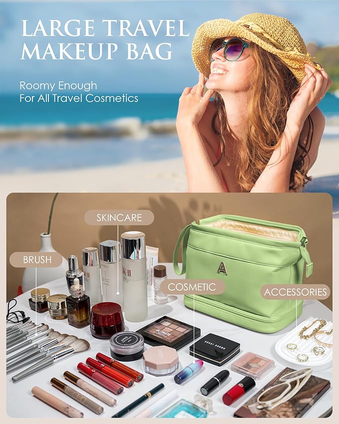 Ladies Trip Gift Ideas, Initial Large Makeup Bag, Bride To Be Gifts, Double - Image 3