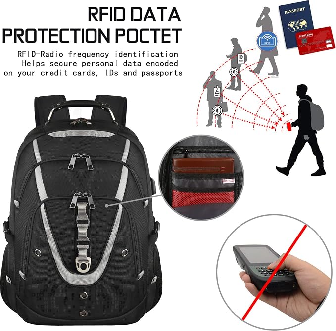 17 inch Laptop Backpack, Large Travel Backpack - Image 6