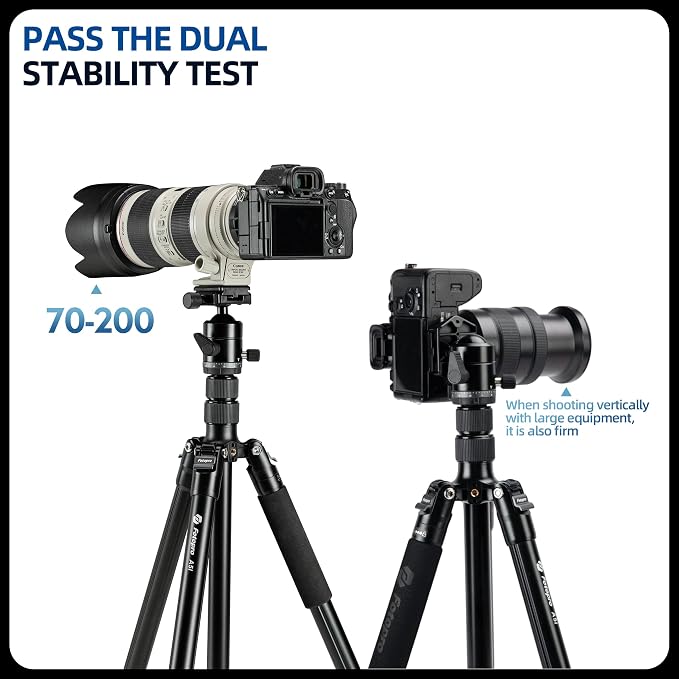 Fotopro 73" Camera Tripod, Aluminum Compact Travel Tripod and Monopod - Image 2
