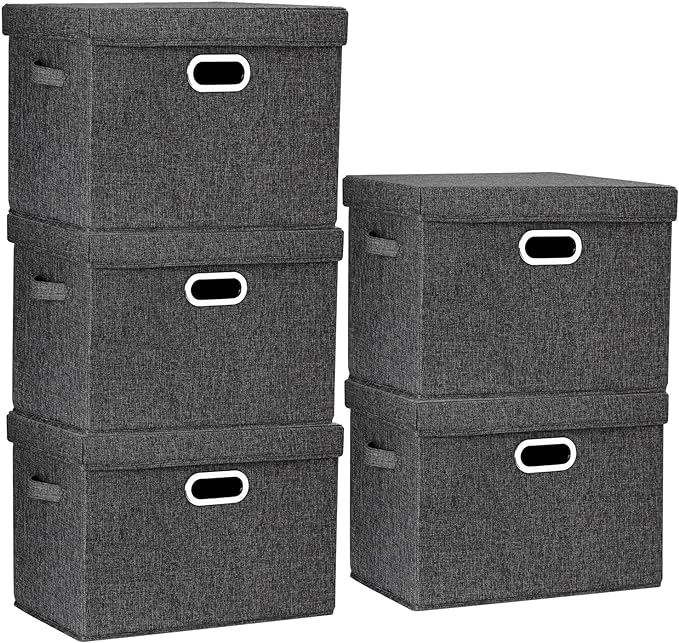 TYEERS Large Storage Bins with Lids, Collapsible, Fabric Storage Boxes by StorageOrganization