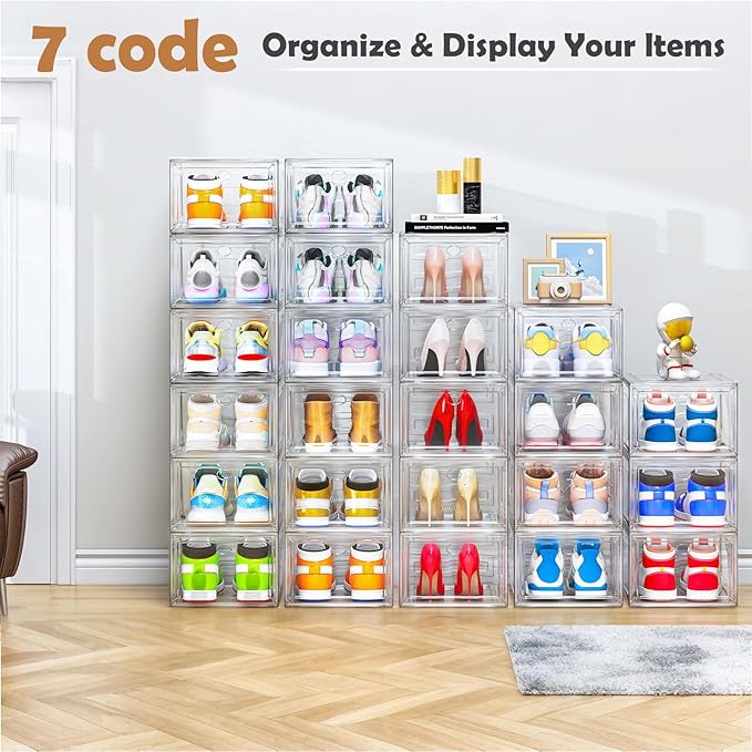 7 code Large Clear Shoe Boxes Organizer【Thicker Material】 Stronger Shoe Box - Image 9