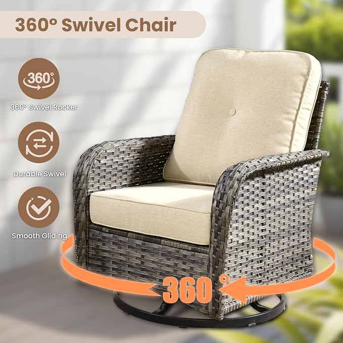 HOOOWOOO Patio Furniture Set, 5 Pieces Outdoor Conversation Set, All Weather - Image 2