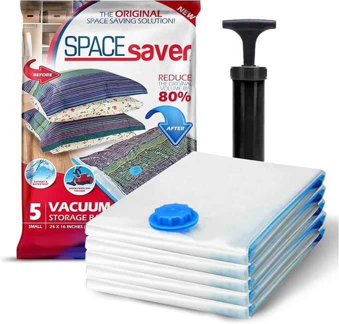 5 Pack Small Vacuum Storage Bags by Spacesaver