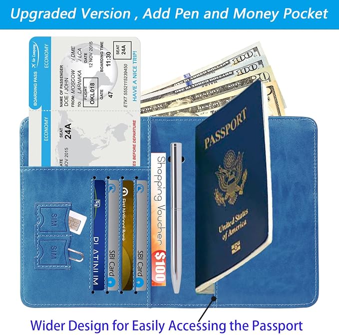 Passport Holder With Luggage Tag Travel Essentials Passport Cover Wallet RFID - Image 4