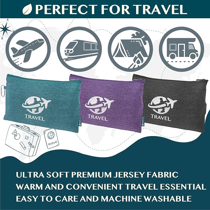 PAVILIA Travel Blanket Compact, Airplane Packable Bag, Soft Fleece Portable - Image 5