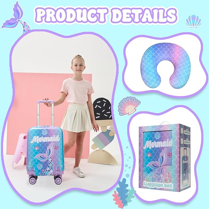 Cute Mermaid Kids Luggage Set 2 piece Kids Suitcase - Image 4