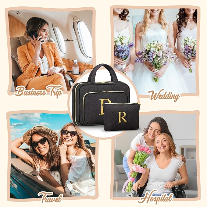 Personalized Gifts for Women, Initial Toiletry Bag Hanging Travel Organizer & - Image 6