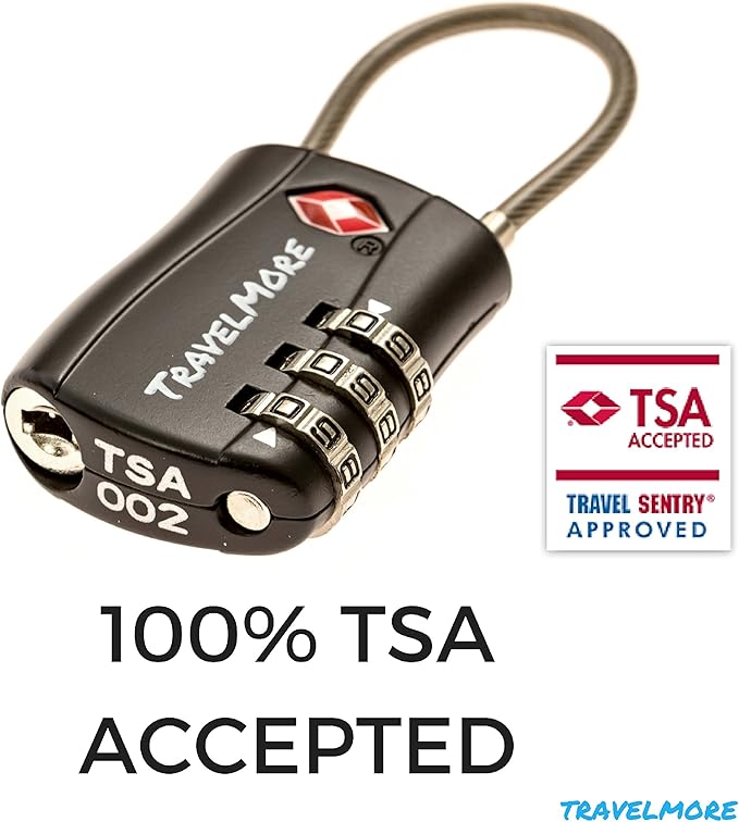4 Pack TSA Approved Travel Combination Cable Luggage Locks - Image 4