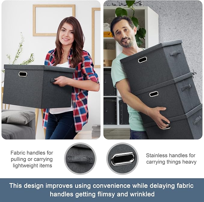 Medium 15" 21 Quart Collapsible Stackable Storage Bins - Image 6