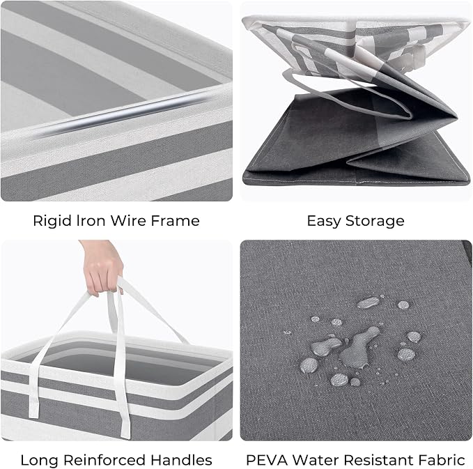 HomeHacks 2 Pack Large Laundry Baskets, Waterproof, Freestanding Laundry Hampers - Image 2