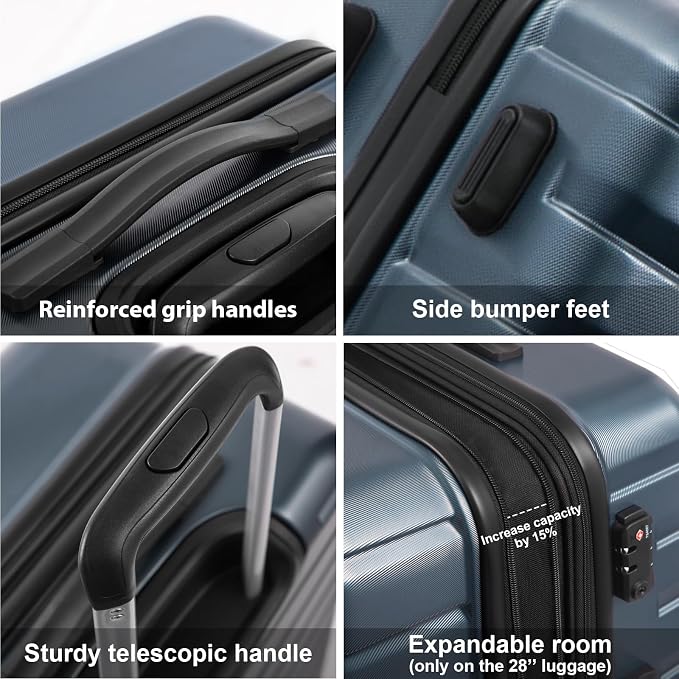 Coolife Luggage Suitcase Carry on Hardside PC+ABS Spinner TSA Lock Telescopic - Image 4